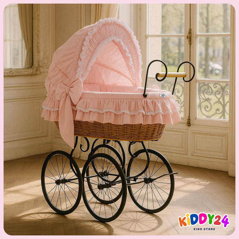 Nostalgiestubenwagen mit Haube, Natur/Pink â MADE IN EUROPE