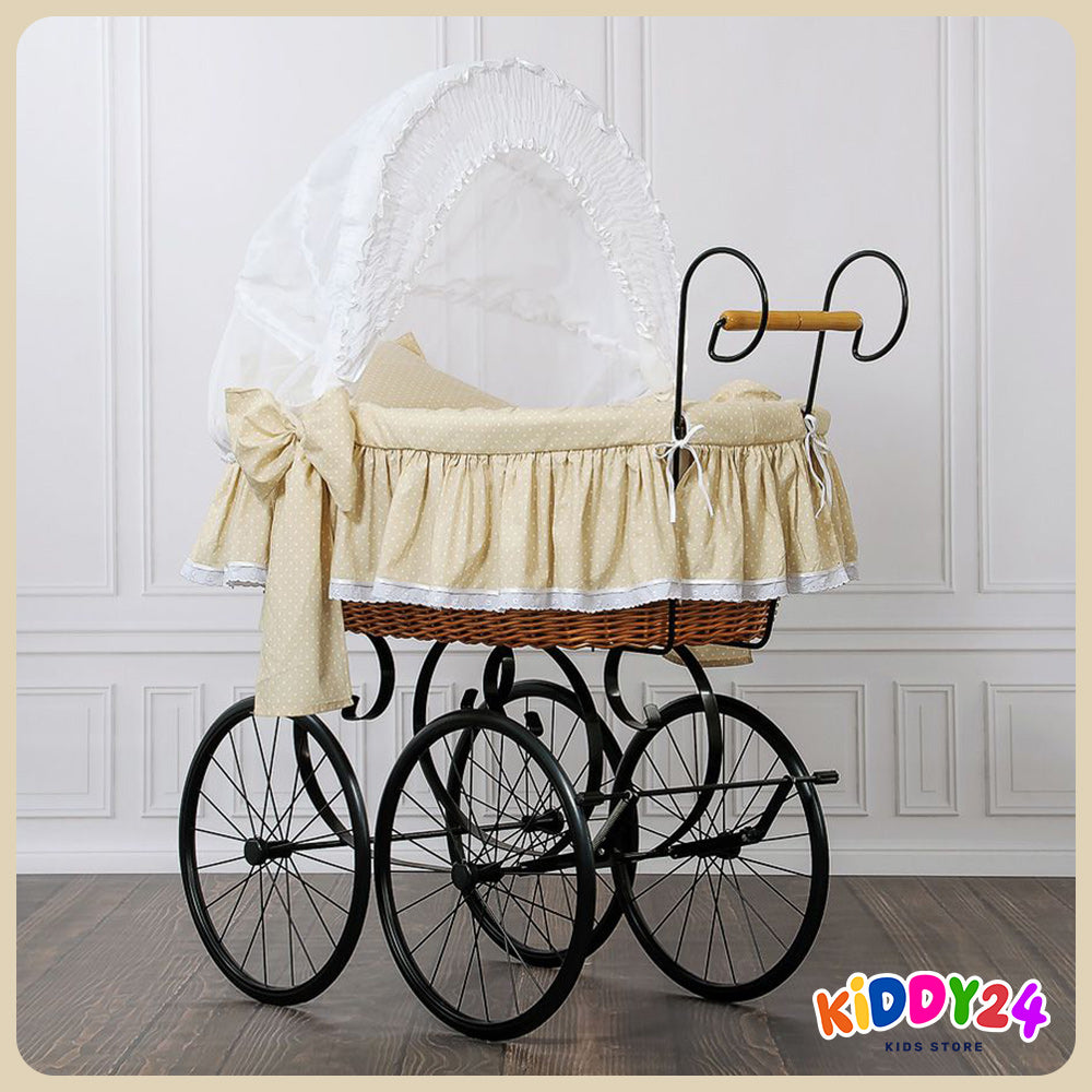 Nostalgiestubenwagen mit Haube, Natur/Beige â MADE IN EUROPE
