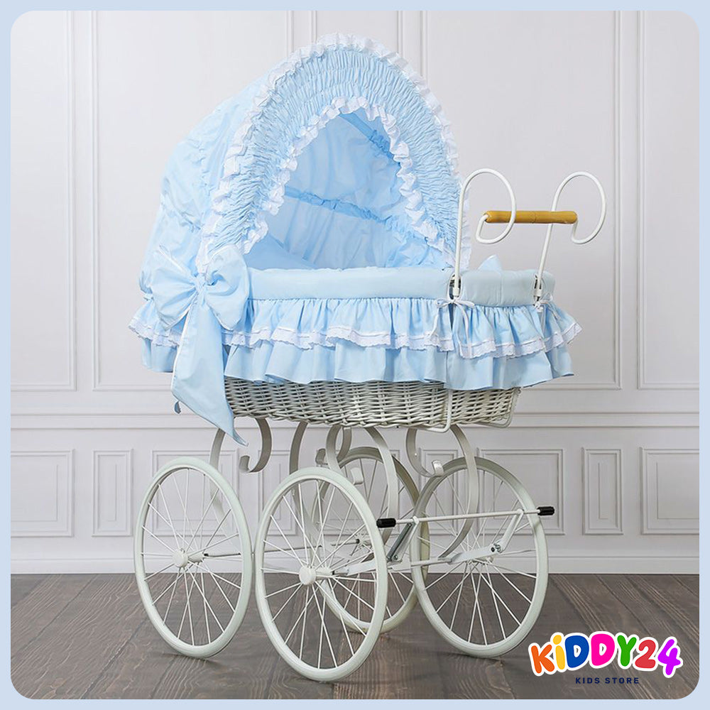 Nostalgiestubenwagen mit Haube, Weiß/Blau – MADE IN EUROPE