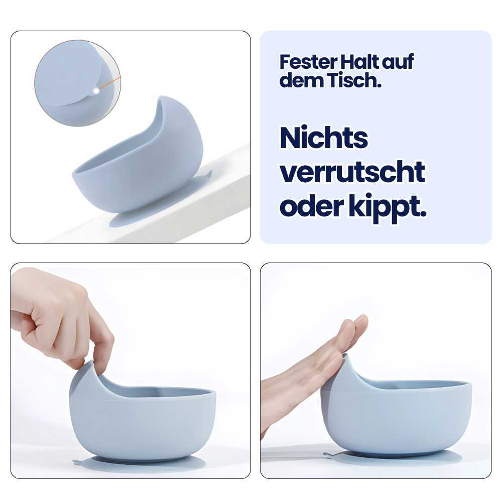 Lern-Schüssel mit Saugnapf & Löffel – Für stressfreies Essenlernen ohne Kleckerei
