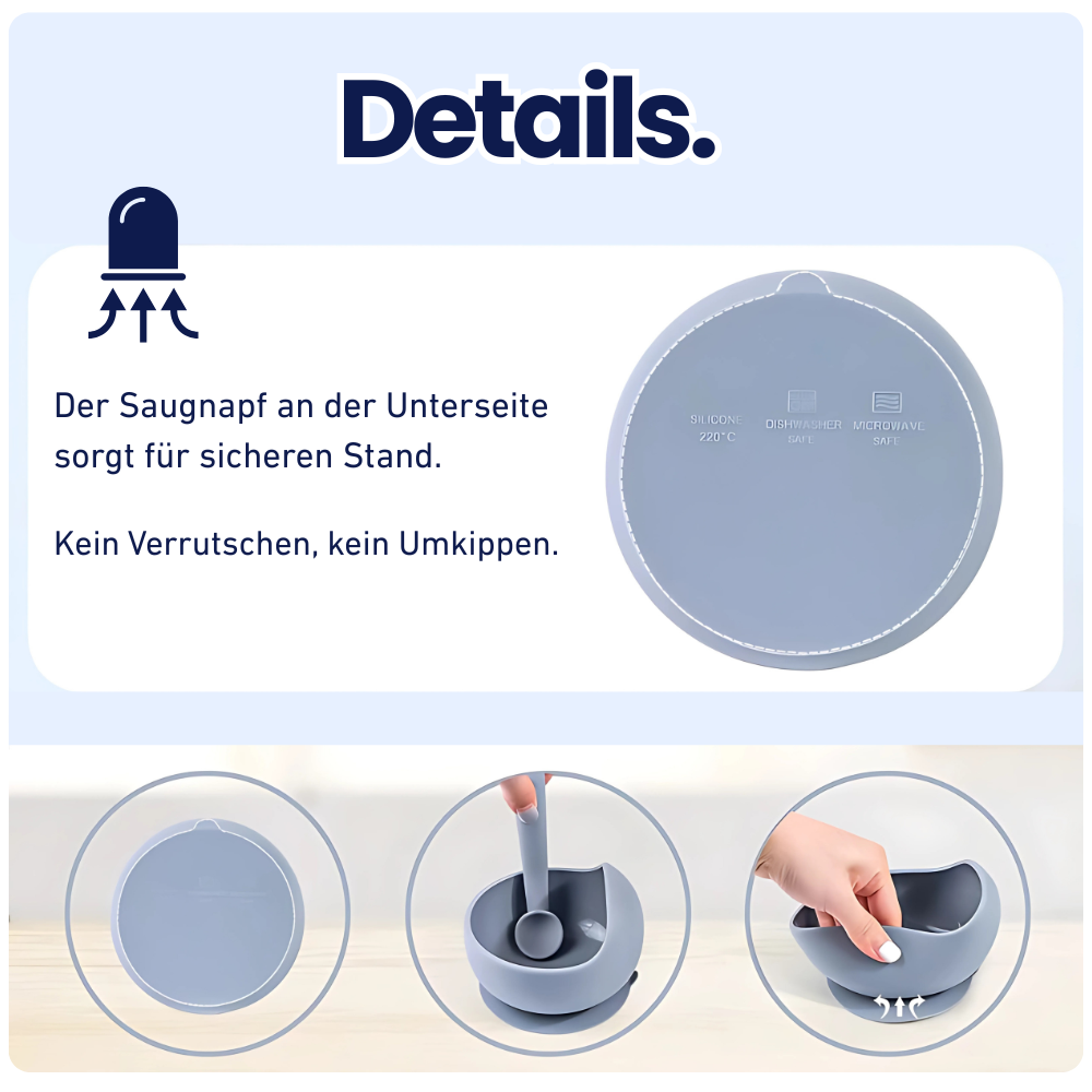 Lern-Schüssel mit Saugnapf & Löffel – Für stressfreies Essenlernen ohne Kleckerei