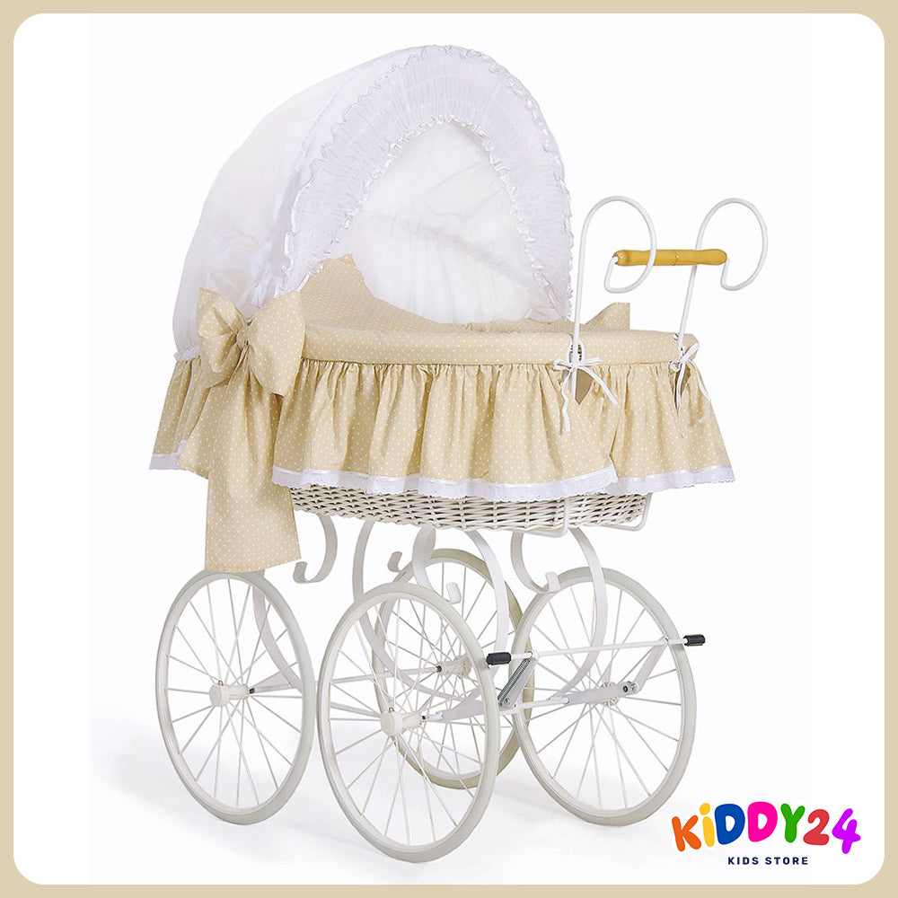 Nostalgiestubenwagen mit Haube, Weiß/Beige – MADE IN EUROPE