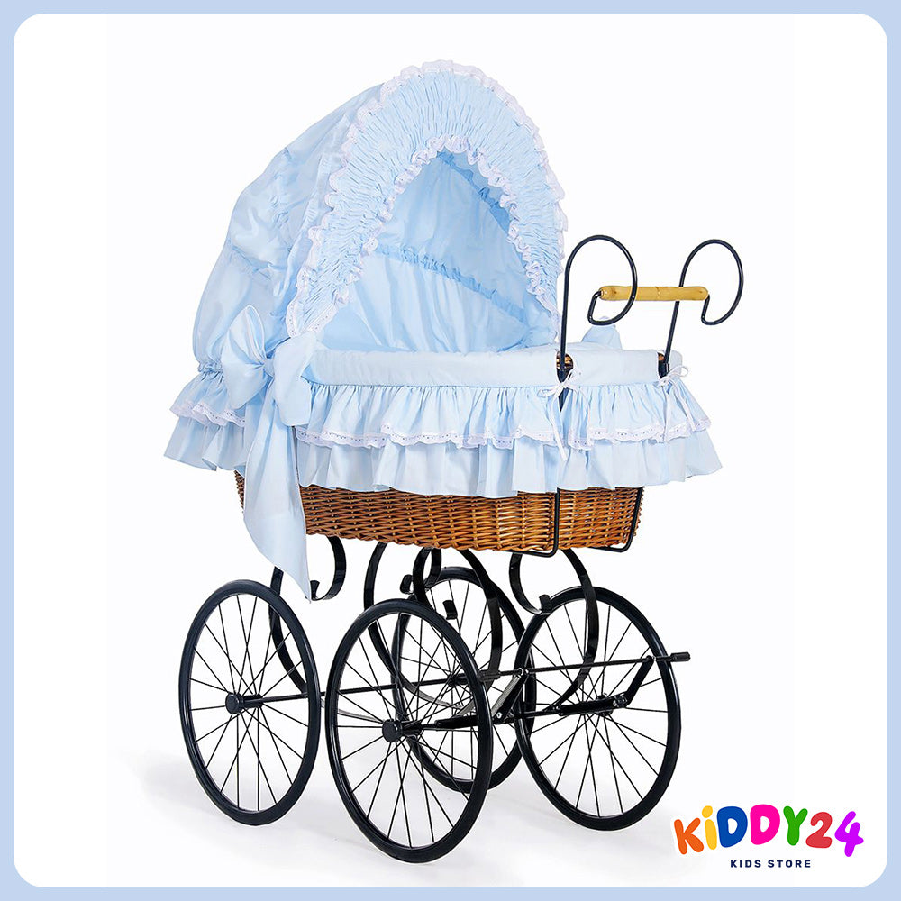 Nostalgiestubenwagen mit Haube, Natur/Blau â MADE IN EUROPE