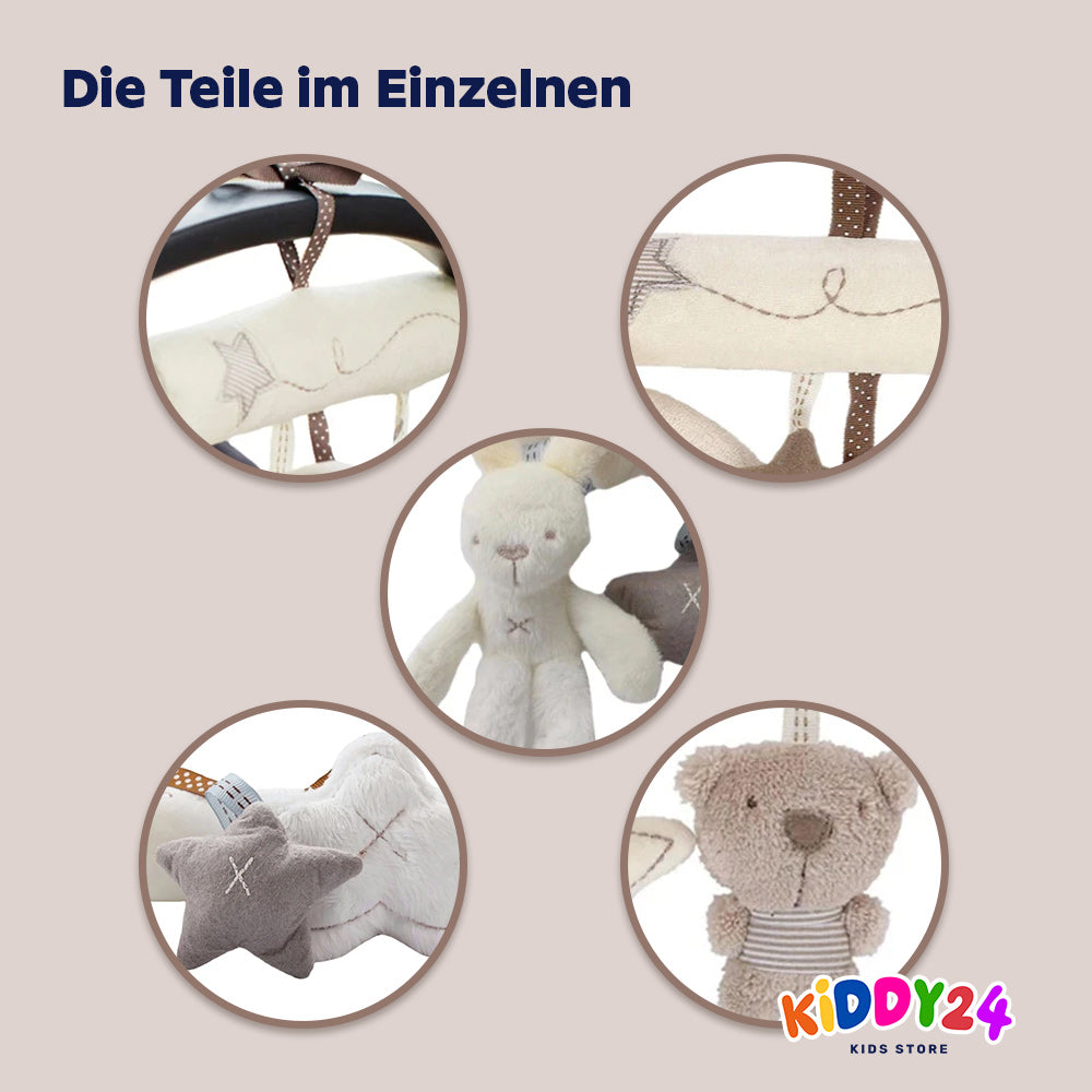 Hängendes Babyspielzeug – Plüsch Kaninchen Rassel für Kinderwagen, Babybett & Autositz