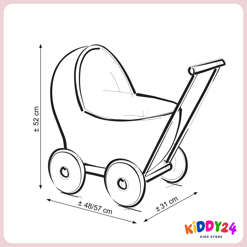 Korbkinderwagen für Puppen in Lila – Liebevoll Handgefertigt & Elegant