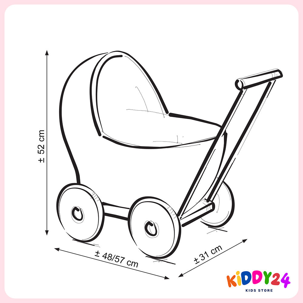 Korbkinderwagen für Puppen in Rosa – Liebevoll Handgefertigt & Elegant