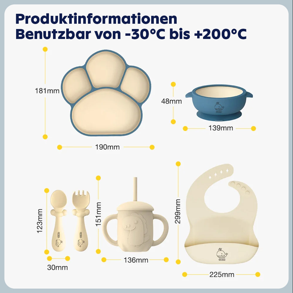 Komplettes Baby-Tischset – rutschfestes Silikon-Geschirr