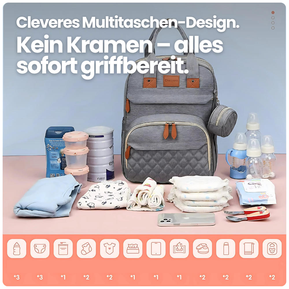 3-in-1 Wickelrucksack mit faltbarem Babybett – Perfekt für unterwegs
