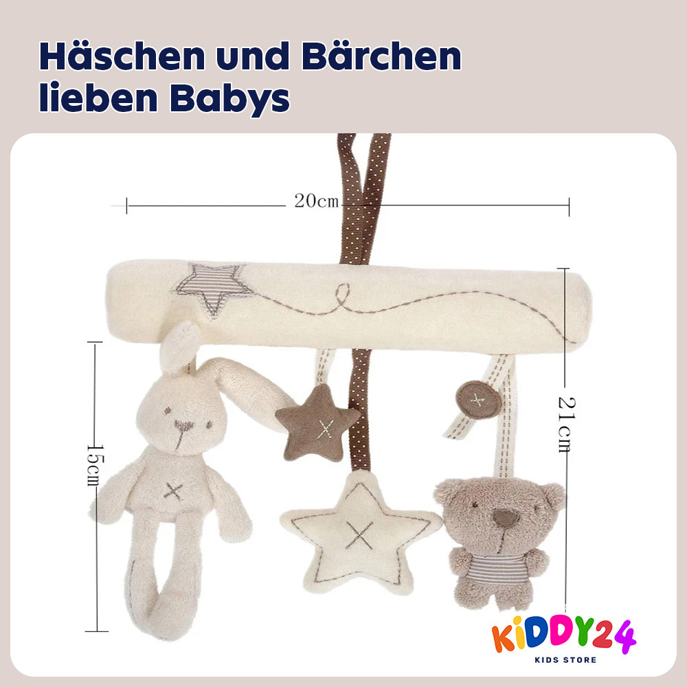 Hängendes Babyspielzeug – Plüsch Kaninchen Rassel für Kinderwagen, Babybett & Autositz