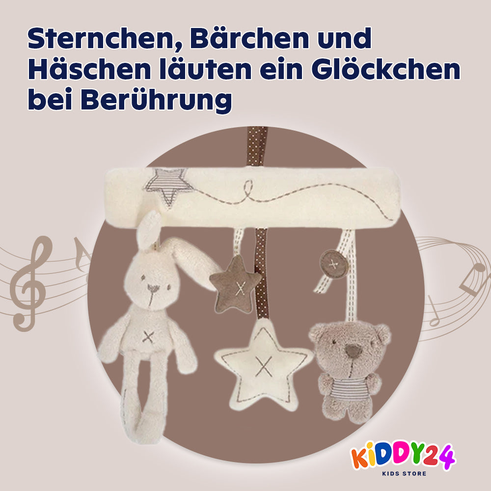 Hängendes Babyspielzeug – Plüsch Kaninchen Rassel für Kinderwagen, Babybett & Autositz