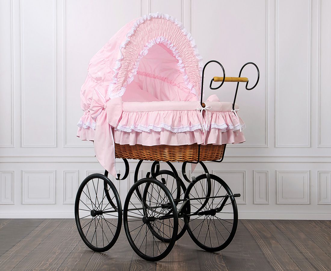 Nostalgiestubenwagen mit Haube, Natur/Pink â MADE IN EUROPE
