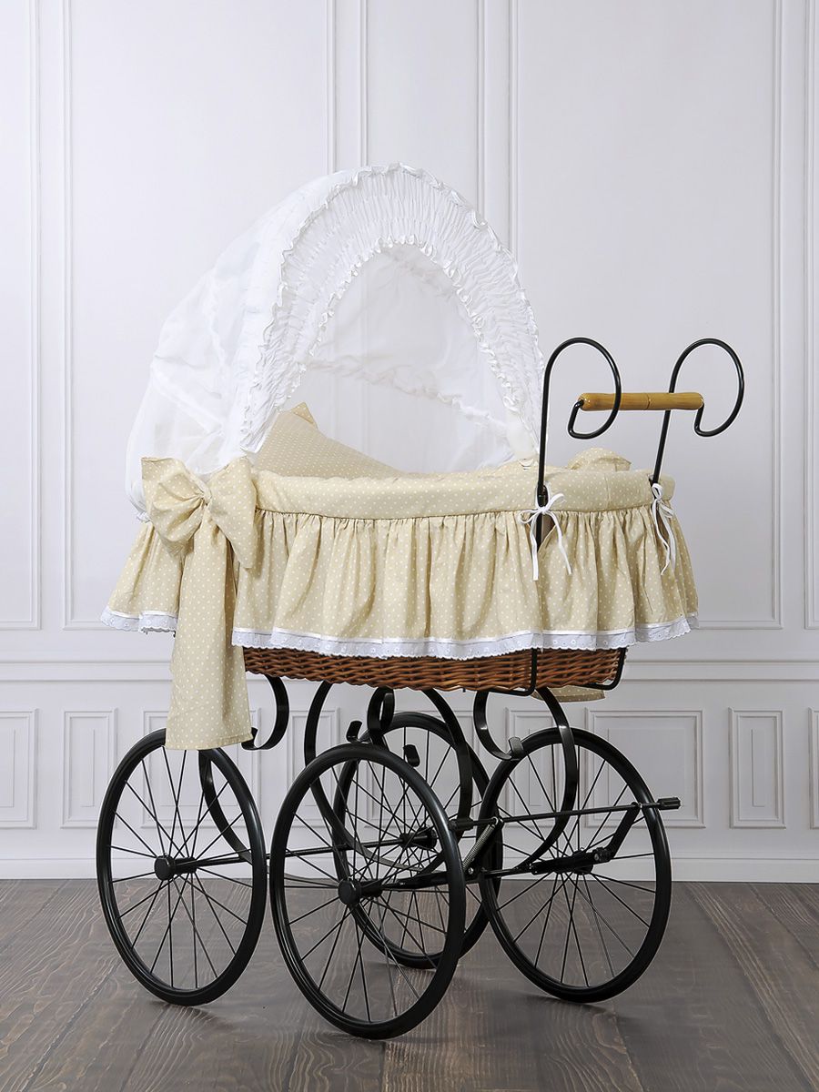Nostalgiestubenwagen mit Haube, Natur/Beige â MADE IN EUROPE