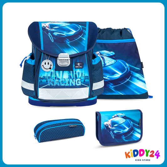 Ergonomisches Schulranzen-Set für Jungen – Racing Blue Neon, leicht & bequem