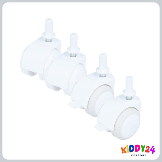 Babybettchenrolle 4er-Set Weiß – Sicherer Halt & Eleganz fürs Kinderbett