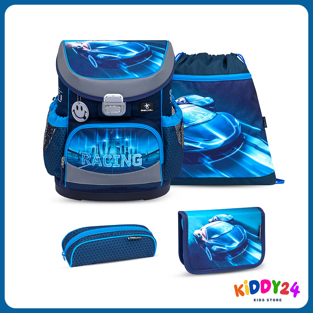 Ergonomisches Schulranzen-Set „Racing Blue Neon“ – leicht, bequem & perfekt für Jungen
