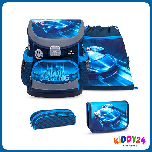 Ergonomisches Schulranzen-Set „Racing Blue Neon“ – leicht, bequem & perfekt für Jungen