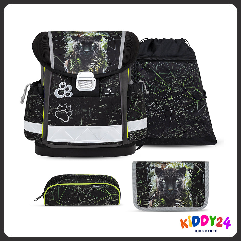 Ergonomisches Schulranzen-Set für Jungen – Classy Black Panther (4-teilig)