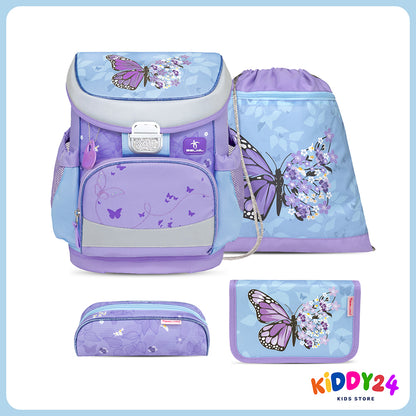 Ergonomisches Schulranzen-Set im „Purple Blue Butterfly“-Design – komfortables Set für Mädchen