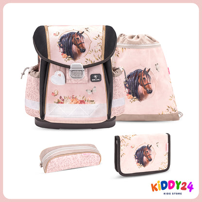 Ergonomisches Schulranzen-Set für Mädchen – Classy Horse Chestnut (4-teilig)