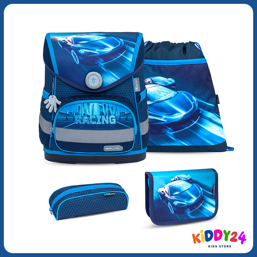 Ergonomisches Schulranzen-Set für Jungen – Racing Blue Neon
