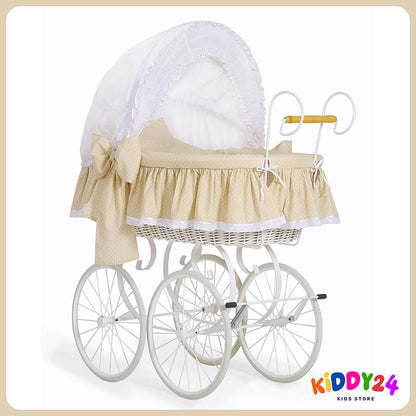 Nostalgiestubenwagen mit Haube, Weiß/Beige – MADE IN EUROPE