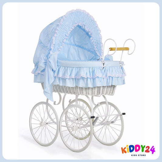 Nostalgiestubenwagen mit Haube, Weiß/Blau – MADE IN EUROPE