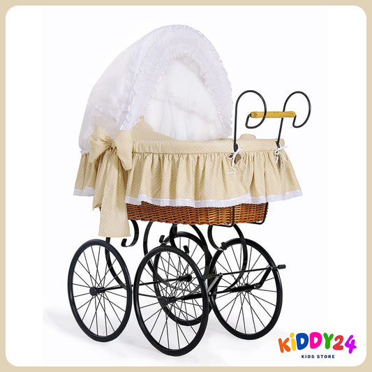 Nostalgiestubenwagen mit Haube, Natur/Beige – MADE IN EUROPE