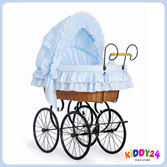 Nostalgiestubenwagen mit Haube, Natur/Blau – MADE IN EUROPE
