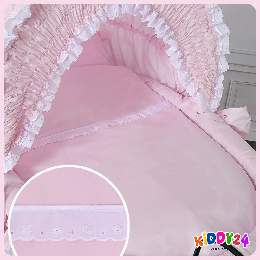 Nostalgiestubenwagen mit Haube, Natur/Pink – MADE IN EUROPE