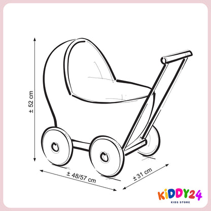 Korbkinderwagen für Puppen in Lila – Liebevoll Handgefertigt & Elegant