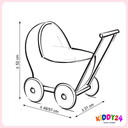 Korbkinderwagen für Puppen in Rosa – Liebevoll Handgefertigt & Elegant