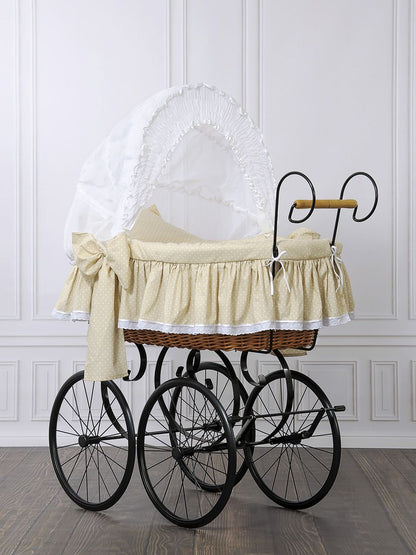 Nostalgiestubenwagen mit Haube, Natur/Beige – MADE IN EUROPE