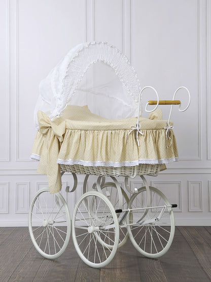 Nostalgiestubenwagen mit Haube, Weiß/Beige – MADE IN EUROPE